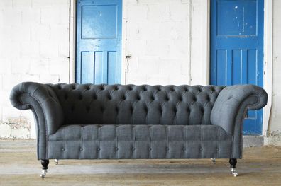 Chesterfield Design Luxus Polster Sofa Couch Sitz Garnitur Leder Textil Neu #176