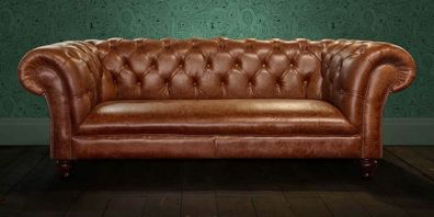 Chesterfield Design Polster Couch Leder Sofa Garnitur Luxus Vintage Sofas #162