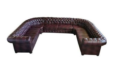 Klassische Wohnlandschaft Chesterfield Polster Ecksofa Sofa Couch Leder Textil