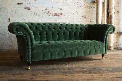 Chesterfield Couch Sofa Polster 3 Sitzer Couchen Sitz Garnitur Sofas Grüne Neu