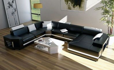 Modern Ecksofa Couch Polster Leder Design Sofa Garnitur Wohnlandschaft PH129