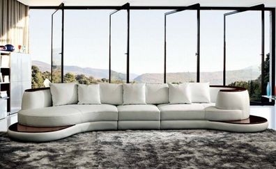 Rundsofa Designer Ecksofa Sofa Couch Polster Leder Garnitur Wohnlandschaft Royal