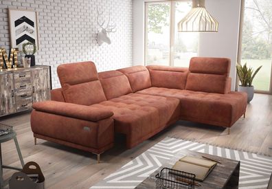 Stoff L-Form Couch Wohnlandschaft Ecksofa Garnitur Modern Design Sofa Focus