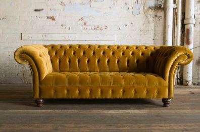 Chesterfield Design Luxus Polster Sofa Couch Sitz Garnitur Leder Textil Neu #169