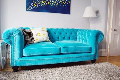 Chesterfield Design Polster Couch Leder Sofa Garnitur Luxus Textil Sofas #141