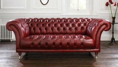 XXL Rot Sofa 3 Sitzer Couch Chesterfield Polster Sitz Garnitur Leder Textil