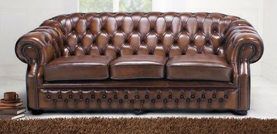 Chesterfield Design Polster Couch Leder Sofa Garnitur Luxus Textil Sofas #135