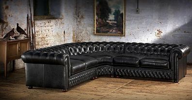 Chesterfield Ecksofa Sofa Couch Polster Eckgarnitur Ledersofa Englischer Stil