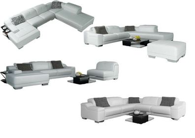 Sofa Couch Wohnlandschaft XXL Couch Ledersofa mit Ottomane Sofagarnitur K5002