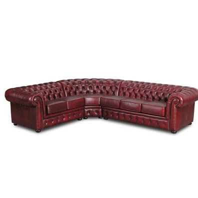 Ecksofa Sofa Couch Polster Eckgarnitur Chesterfield Textil Stoff oder Leder Neu