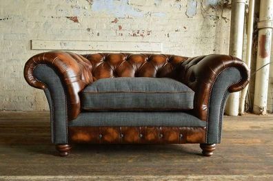 Leder Luxus Fernseh Relax Chesterfield Club Sessel Cheserfield Lounge 1 Sitzer
