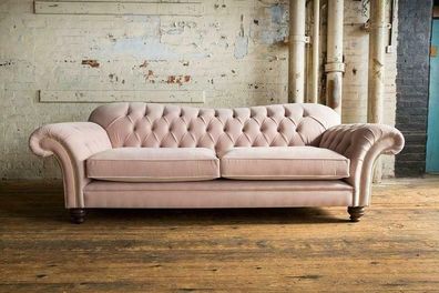 Design Sofa 3 Sitzer Couch Chesterfield Polster Sitz Garnitur Leder Textil Rosa