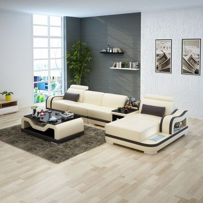 Ledersofa Couch Wohnlandschaft Ecksofa Eck Garnitur Design Modern Sofa G8030C