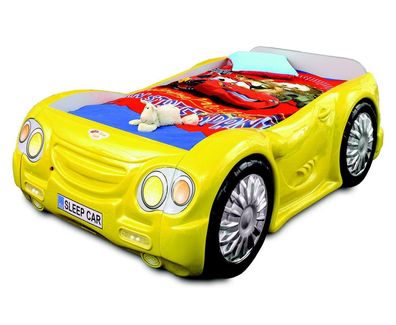 Rennwagen Auto Bett Matratze Kinderbett Autobett Kinderzimmer Betten Möbel gelb