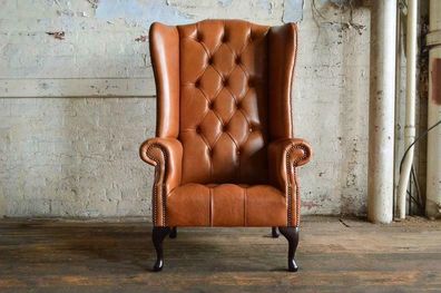 Luxus Ohrensessel Sessel 1 Sitzer Sofa Couch Leder Textil Polster Chesterfield