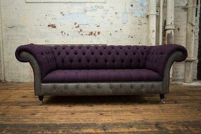 Lila Chesterfield Couch Sofa Polster 3 Sitzer Couchen Sitz Garnitur Sofas Neu