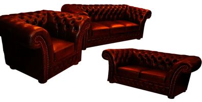 Chesterfield Sofa Couch Polster Sofagarnitur 3 + 2 + 1 Klassische Sitz Garnitur Neu