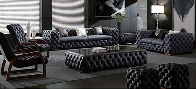 Design Chesterfield Sofagarnitur 3+ 2 Couch Sofa Set Garnitur Polster Leder Neu