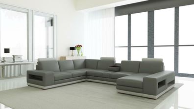 Ledersofa Couch Wohnlandschaft U-Form Design Modern Sofa 5154