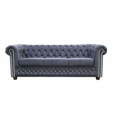 Chesterfield Sofagarnitur Sofa Polster Kristallsteine Leder Garnituren 3 + 2 Couch