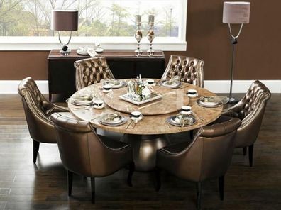 Chesterfield 4x Stuhl Stühle Sessel Set mit Kristallsteinen Polster Garnitur