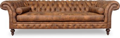Edle Chesterfield Textil Stoff Leder Sofa Couch Polster 3 Sitzer Garnitur Sofas