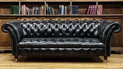 Chesterfield Design Polster Couch Leder Sofa Garnitur Luxus Vintage Sofas #133