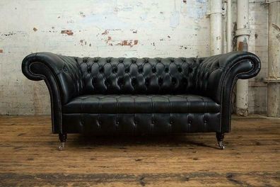 Chesterfield Ledersofa Couch Polster 2 Sitzer designer Textil Sofas Couchen