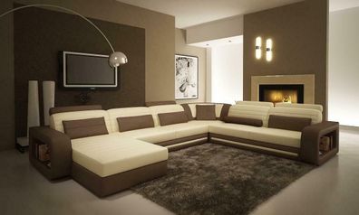 XXL Wohnlandschaft Couch Sofa Polster Garnitur Big Leder Textil Stoff Ecke Eck