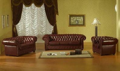 Chesterfield Ledersofa 3 + 2 + 1 Sofa Kunstleder Couch Sitz Sofagarnitur NEU SS12