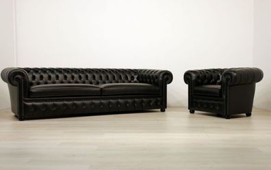 Chesterfield Design Luxus Polster Sofa Couch Sitz Garnitur Leder Textil Neu #C11
