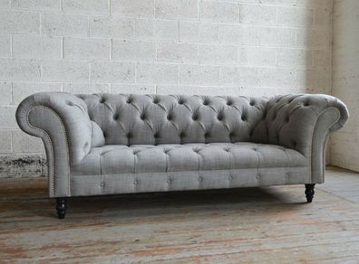 Chesterfield Design Polster Couch Leder Sofa Garnitur Luxus Textil Sofas #161