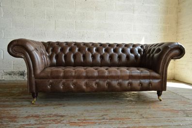 Chesterfield Design Polster Couch Leder Sofa Garnitur Luxus Textil Sofas #134