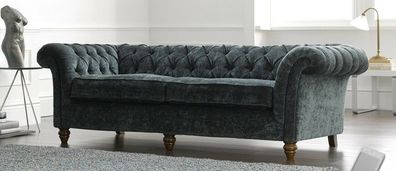 Chesterfield Design Polster Couch Leder Sofa Garnitur Luxus Textil Sofas #163