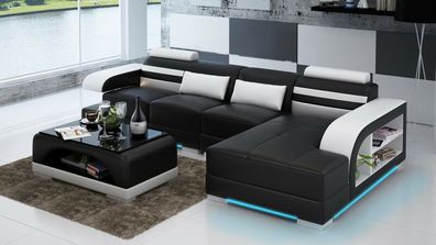 Ledersofa Couch Wohnlandschaft Ecksofa Eck Garnitur Design Modern Sofa G8033C