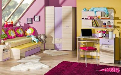 6 tlgs. Jugendzimmer Schlafzimmer Modernes Kinder Zimmer Schrank Tisch Bett Neu