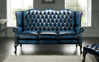 Ledersofa Chesterfield Blaue Leder Sofa Couchen Polster 3 Sitzer Couch Garnitur