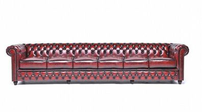 Chesterfield Leder Bordaux Sofa 6 Sitzer Couchen Couch Textil Stoff Polster Neu