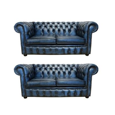 Chesterfield Design Luxus Polster Sofa Couch Sitz Garnitur Leder Textil Neu #164