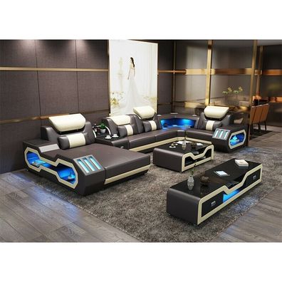 Wohnlandschaft Designer Couch Sofa Beleuchtet USB Station Ecksofa Sofas Couchen
