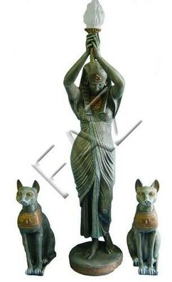 Design Ägyptische Figur mit Lampe Statue Skulptur Figuren Skulpturen Deko Neu