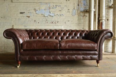 Chesterfield Design Luxus Polster Sofa Couch Sitz Garnitur Leder Textil Neu #171