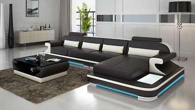 Ledersofa Couch Wohnlandschaft Ecksofa Eck Garnitur Design Modern Sofa G8021C
