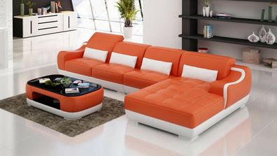 Ledersofa Couch Wohnlandschaft Ecksofa Eck Garnitur Design Modern Sofa G8025C