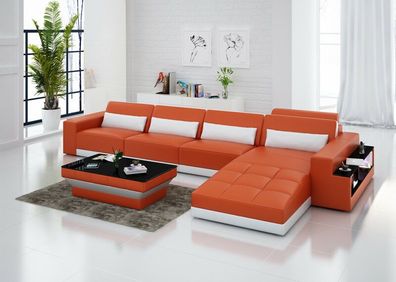 Ledersofa Couch Wohnlandschaft Ecksofa Eck Garnitur Design Modern Sofa G8019C