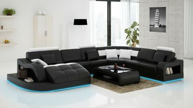 Ledersofa Couch Wohnlandschaft Ecksofa Eck Garnitur Design Modern Sofa L6015B