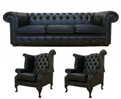 Chesterfield Sofagarnitur Leder Textil Chesterfield Komplett Set Sofa Couch 438