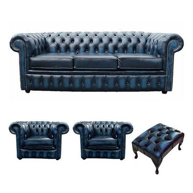 Sofagarnitur Chesterfield Design Set Polster Couch Garnituren Leder Textil #455