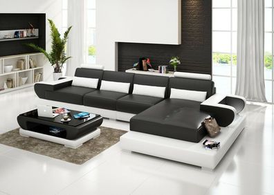 Ledersofa Couch Wohnlandschaft Ecksofa Eck Garnitur Design Modern Sofa G8003C