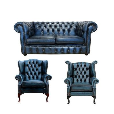 Chesterfield Sofagarnitur Leder Textil Chesterfield Komplett Set Sofa Couch 428